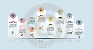 Infographic Risk Management template. Icons in different colors. Include Market Trend, Risk Investment, Capital