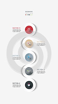 Infographic row circle design sections can be used for dividing data