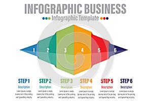 Infographic Sales funnel diagram template for business. Modern Timeline 6 step level, digital marketing data, presentation vector