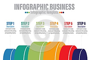 Infographic Sales funnel diagram template for business. Modern Timeline 6 step level, digital marketing data, presentation vector