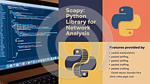 An infographic for Scapy, a library utility for the Python language, made for analyzing computer networks