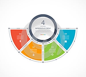 Infographic semi circle in thin line flat style. photo