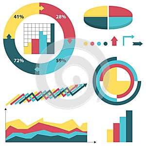 Infographic, a set of charts and color graphs. Vector illustration