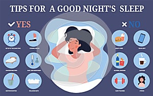 Infographic showing tips for restful sleep