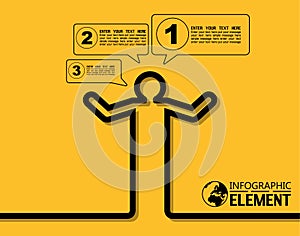 Infographic simple line style template with steps parts optionsicon man