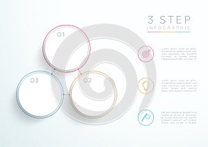 Infographic Simple White 3 Step Connected Circles