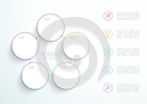 Infographic Simple White 5 Step Connected Circles
