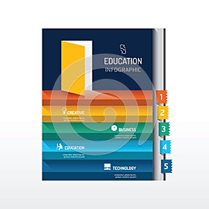 Infographic step on book shape idea. Vector illustration. succes