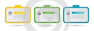 Infographic 3 step business data presentation boxes