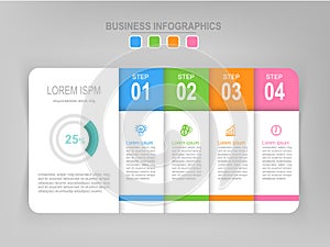 Infographic of step, flat design of business icon vector