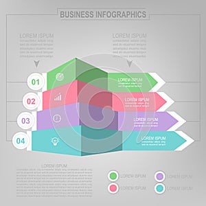 Infographic of step, flat design of business icon vector