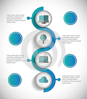 Infographic step office icon. Vector graphic