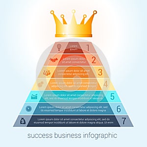 Infographic success business modern template for 7 steps.