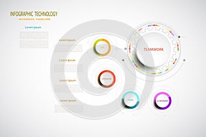 Infographic technology template digital and engineering telecoms 4 step