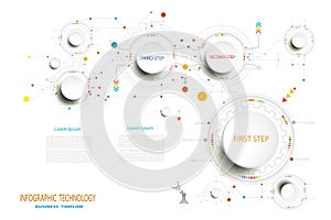 Infographic technology template timeline hi-tech digital and eng