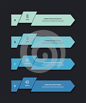 Infographic template. 4 arrows on black background