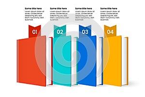 Infographic template. 4 books with numbers. Vector