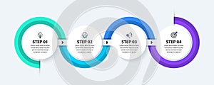 Infographic template. 4 circles connected by a line