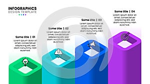 Infographic template. 4 columns with icons and text