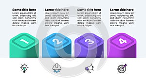 Infographic template. 4 columns with numbers and icons