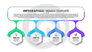 Infographic template. 4 linked steps with icons