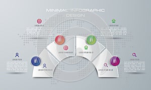 Infographic template with 4 options, workflow, process chart,Timeline infographics design vector and marketing icons can be used f