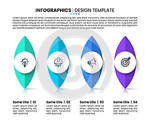 Infographic template. 4 standing objects with icons