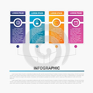 Infographic template with 4options, vector circles template design for annual report, workflow and business presentation.