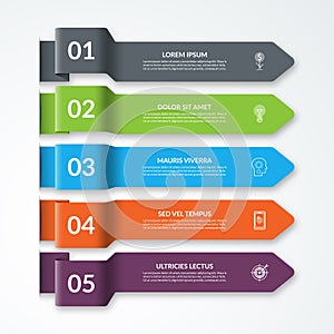 Infographic template with 5 arrows. Vector illustration.