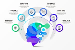 Infographic template with 6 options or steps. Creative mind. Abstract