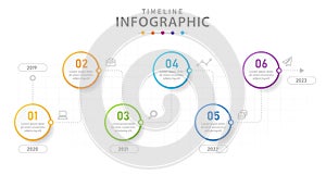 Infographic template 6 Steps Modern Timeline diagram with lines