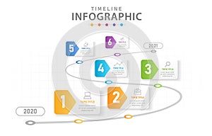 Infographic template 6 Steps Modern Timeline diagram with roadmap