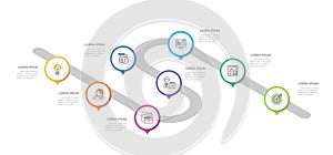 Infographic template 8 Steps Modern Timeline diagram roadmap with circle topics