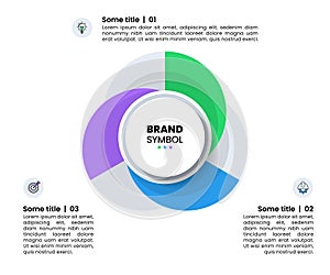 Infographic template. Abstract circle with 3 steps and icons