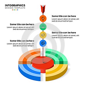 Infographic template. Abstract isometric dartboard with 4 steps