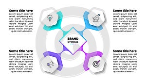 Infographic template. Abstract shape with 4 linked steps