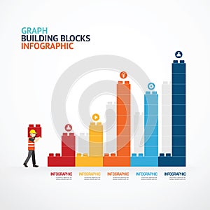Infographic Template with building blocks graph. concept vector