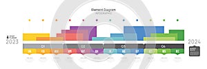 Infographic template for business. 12 Months modern Timeline element diagram gantt chart calendar, milestone presentation vector