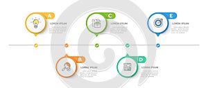 Infographic template for business. 5 Steps Modern Timeline diagram with roadmap concept, presentation vector infographic