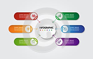 Infographic template for business with 6 options, Business data