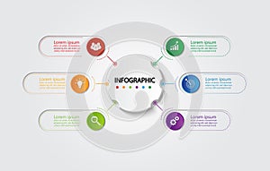 Infographic template for business with 6 options, Business data