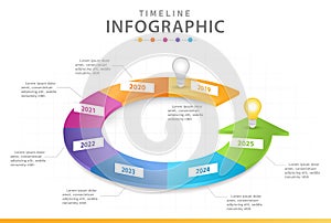 Infographic template for business. 6 Steps Modern Timeline diagram calendar, presentation vector infographic