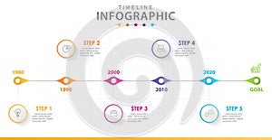 Infographic template for business. 6 Steps Modern Timeline diagram with lines, presentation vector infographic