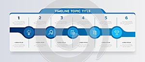 Infographic template for business. 6 Steps Modern Timeline diagram roadmap with circle topic chart, presentation vector