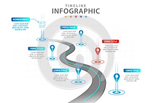 Infographic template for business. 6 Steps Modern Timeline diagram with roadmap, presentation vector infographic