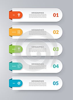 Infographic template. Business concept with 5 options. Vector design elements for infographics.