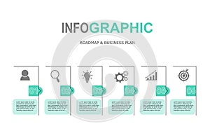 Infographic template for business plan ,strategy, roadmap. 6 Steps Modern Timeline diagram ,minimal style, presentation vector