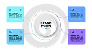 Infographic template. A circle with 4 connected squares