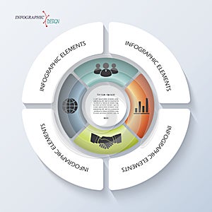 Infographic template with circle and four segments