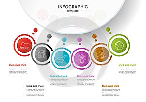 Infographic template with circles. Business concept with options. Can be used for workflow layout, timeline infographics, diagram,